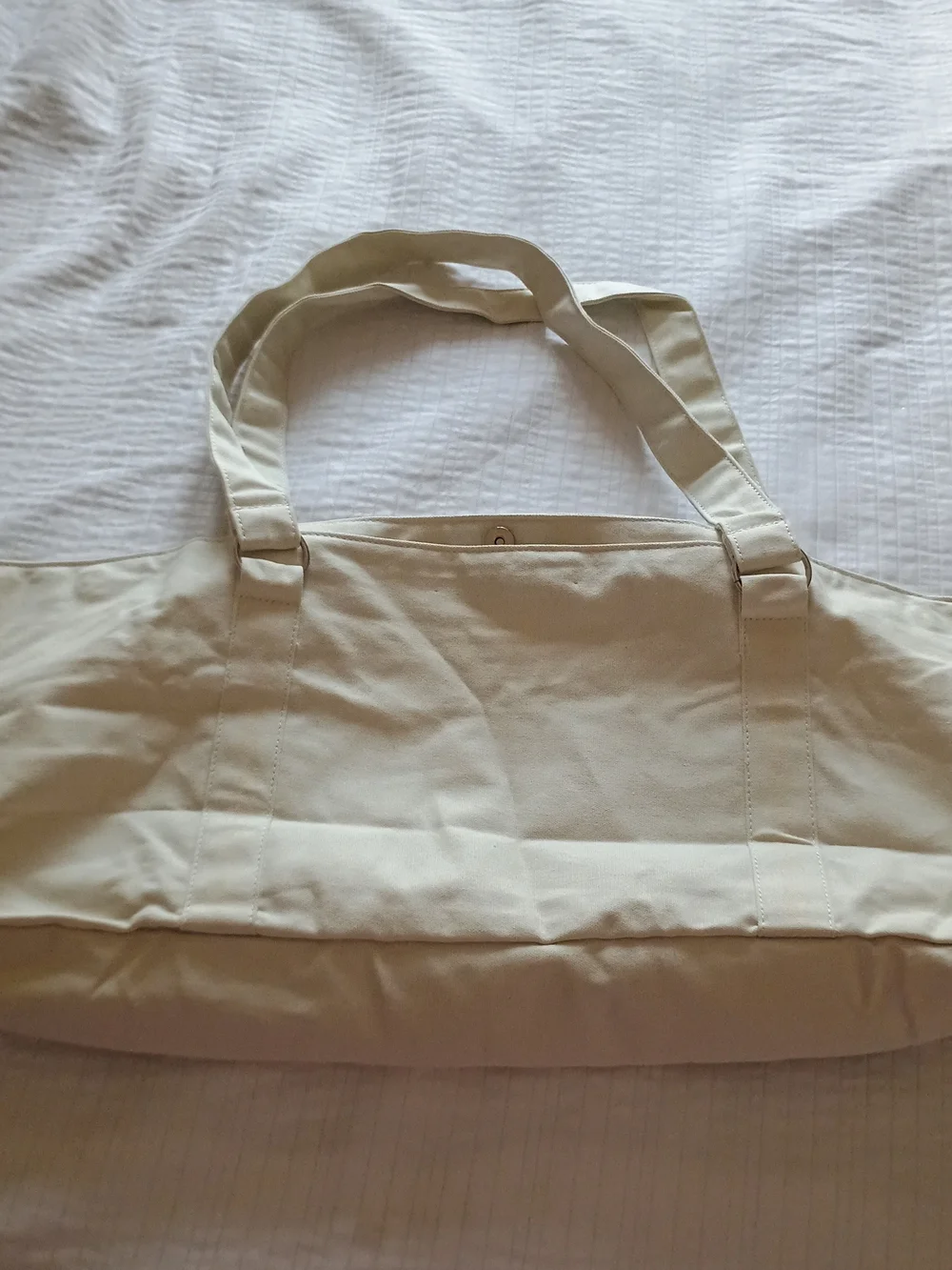 GAIAM Cream Canvas Tote with Green Tree Embroidery